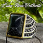 Shining Black Moon (aka; Luna Nera Brillante) Turquoise Ring (#415)
