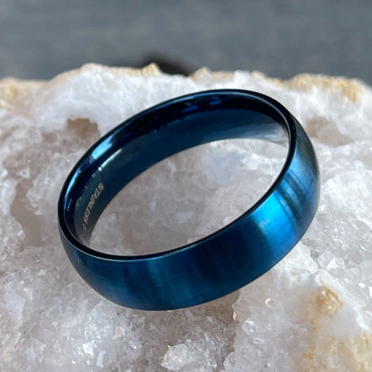 Matte Blue Band Ring stainless steel ring