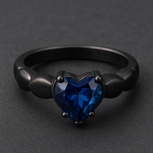 Midnight Pulse Band, stainless steel ring featuring blue heartstone with a dark finish, designed for the adventurous spirit.