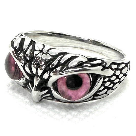 Mystical Pink Owls Gaze Ring