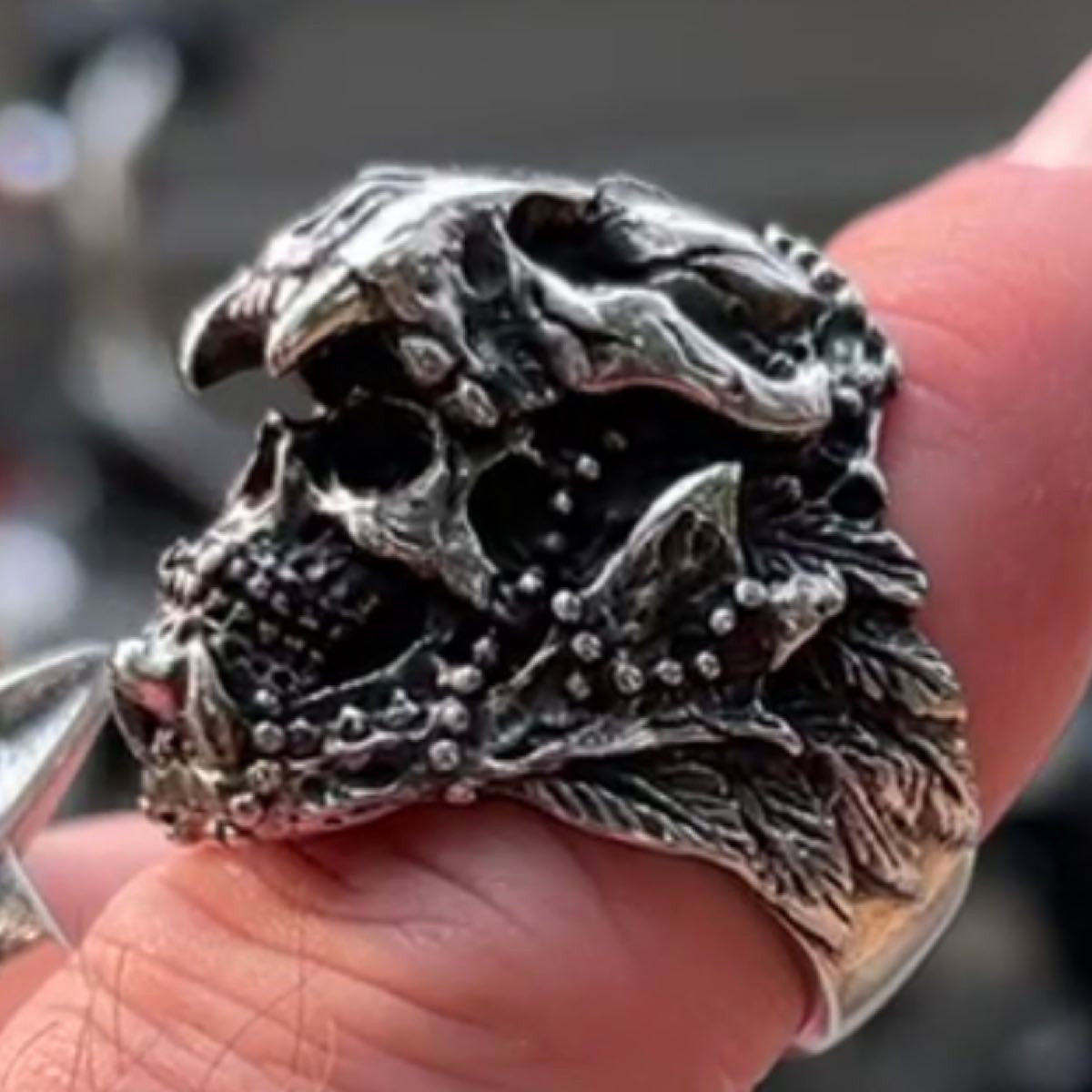 Mythical Jaguar Native American Skull Ring