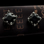 Noir Crown Stud Earrings – Black Onyx-Style Gothic Studs (#e059)