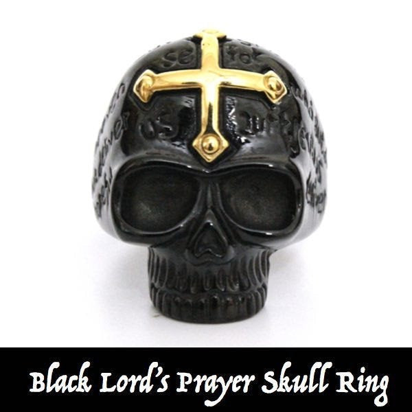 Noir Lords Prayer Skull Ring