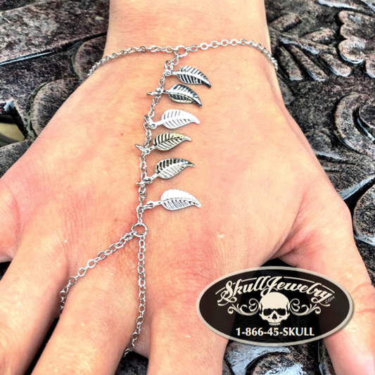 'Over the Hills and Far Away' Leaf Charms Slave Chain Bracelet