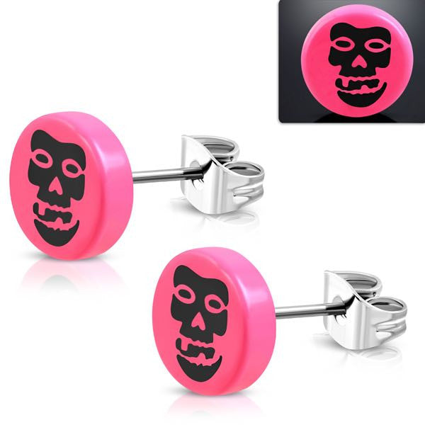 Pink Skull Earrings