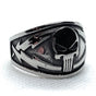 Punisher Lightening Bolt Skull Ring (#505)