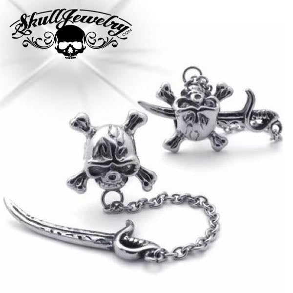 'Red Pirate' Skull Earring w/Red Eyes and a Sword