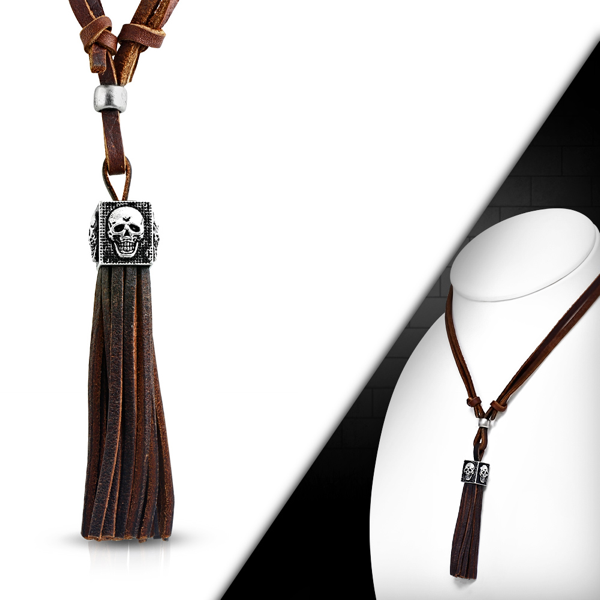 'Reflective Skull' Tassel Necklace