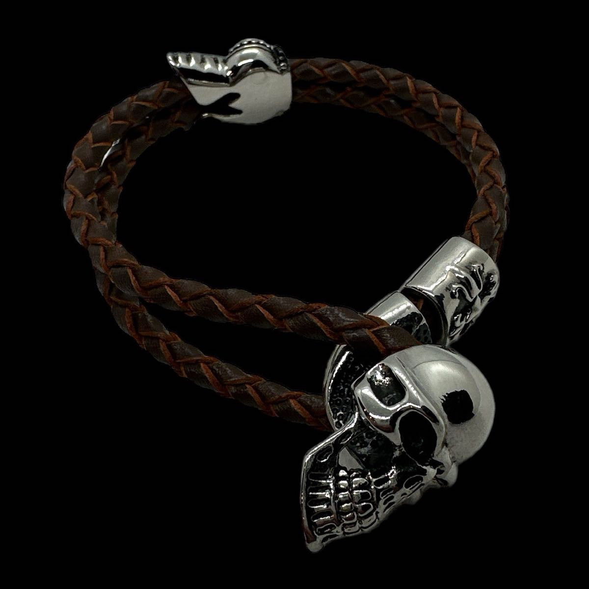 Rockstar Skull & Leather Bracelet