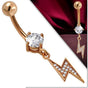 Rose Gold Electric Rhinestone Belly Ring (#c315)