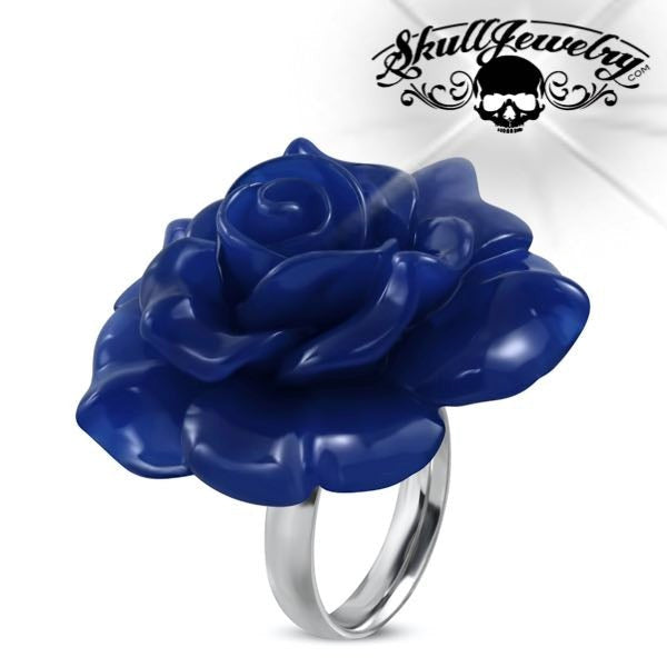 'Royal Blue' Flower Ring (c083)