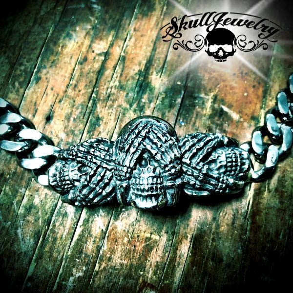 See no Evil Hear No Evil Speak No Evil Steel Bracelet