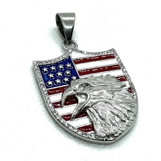 Shield of Justice and Liberty American Flag with Shield and Eagle Pendant