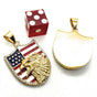 Shield of Justice and Liberty - American Flag with Shield and Eagle Pendant (#p368Gold)