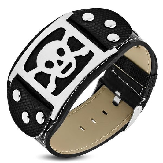 Skull Plate Leather Bracelet