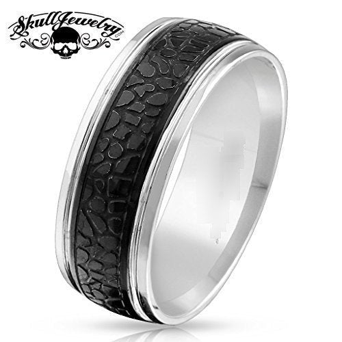 "Slide It In" Black Snake Pattern Stainless Steel Ring