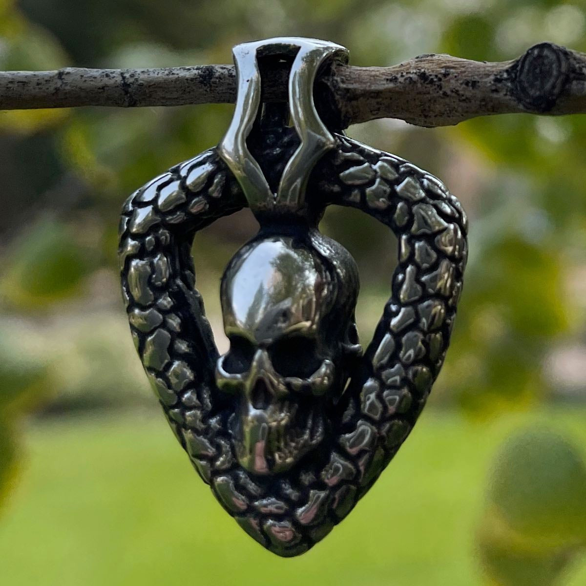 'Snakeskin' Skull Pendant