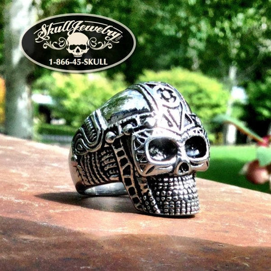 Space Cowboy' Big, Bold & Heavy Skull Ring with intricate detail