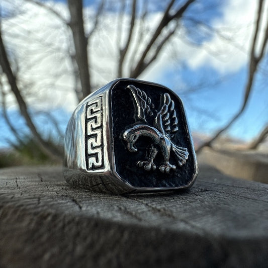 Spartan Sky Talon Ring – Greek Eagle Crest Signet