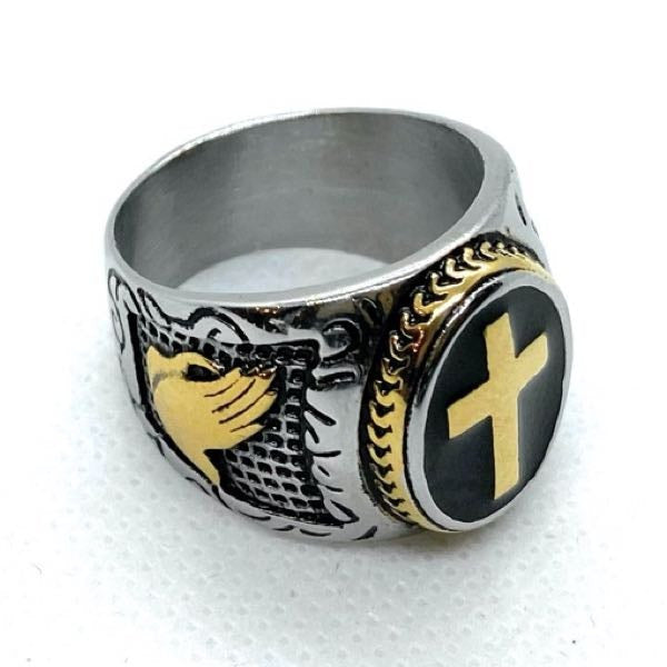 praying hands and thurible cross catholic ring