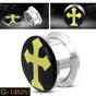 Stainless Steel 3-Tone Arrow Cross Double Flared Screw Fit Ear Plug Flesh Stretcher Tunnel Expander (#ep008)