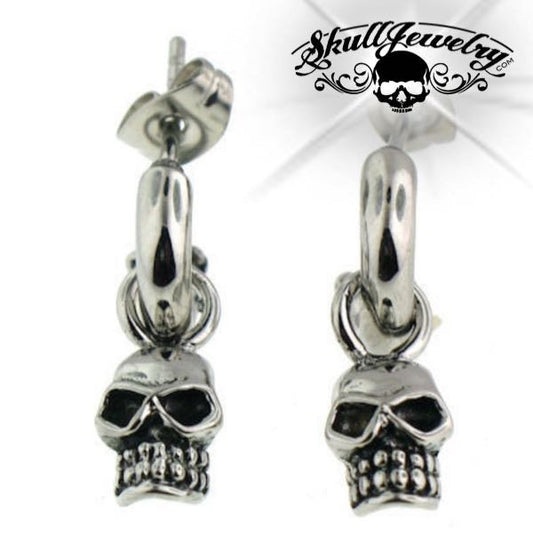 Stainless Steel Skull Post Earrings (e039)