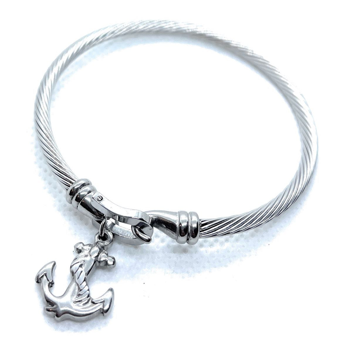 Steel Cable Bracelet w/Anchor