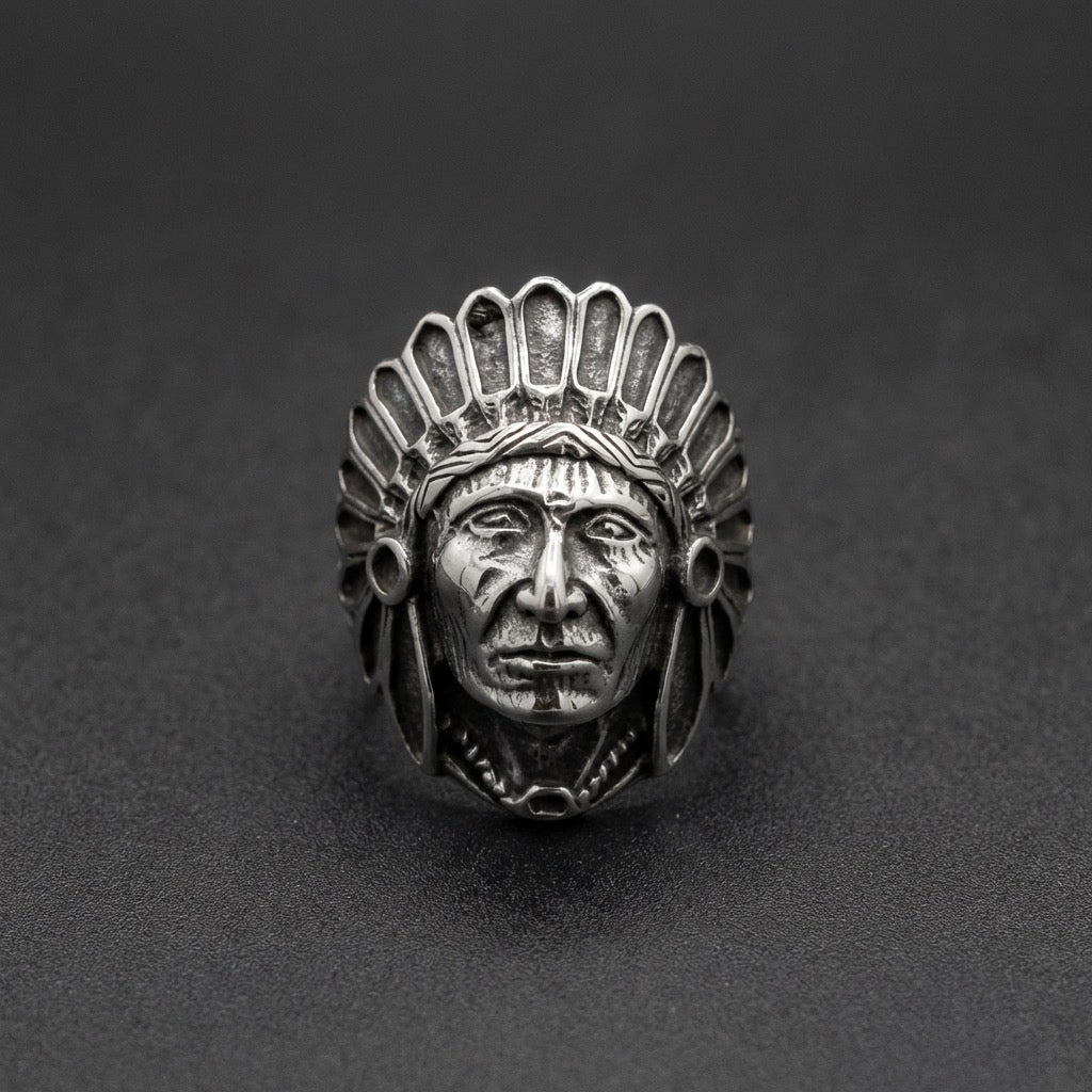 Stoneface Indian chief ring