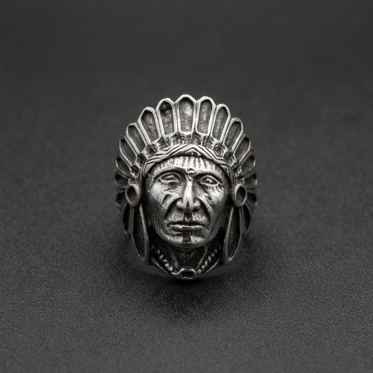 Stoneface Indian chief ring