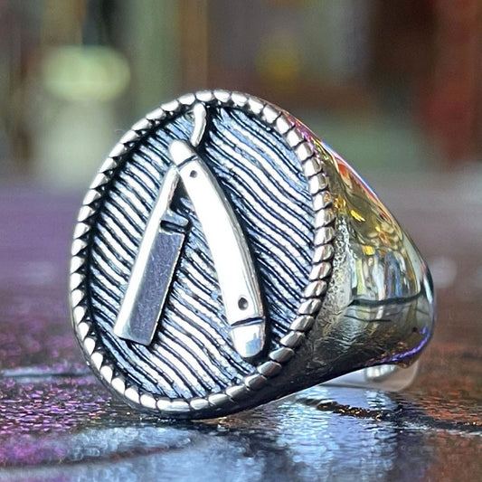 Straight Razor Stainless Steel Ring