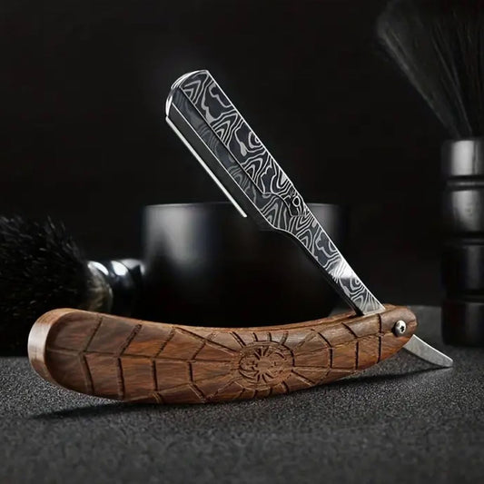 TimberEdge Luxe Damascus Straight Razor