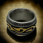 Two-Tone Tribal Tattoo Stainless Steel Ring (#r0012)