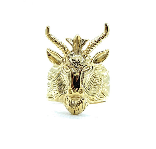 Goat Head With Horns Biker Ring