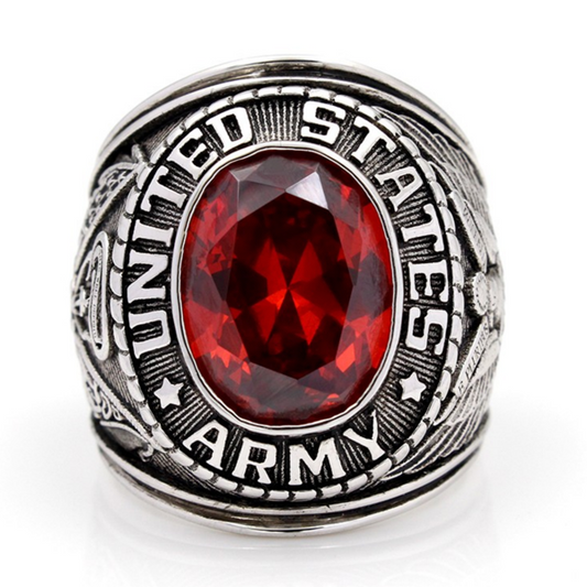 'United States Army' Red Stone Ring