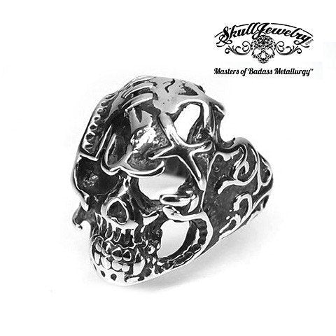 Decorated Stainless Skull Ring