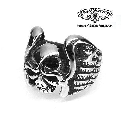 Vintage Flying Wings Skull Ring