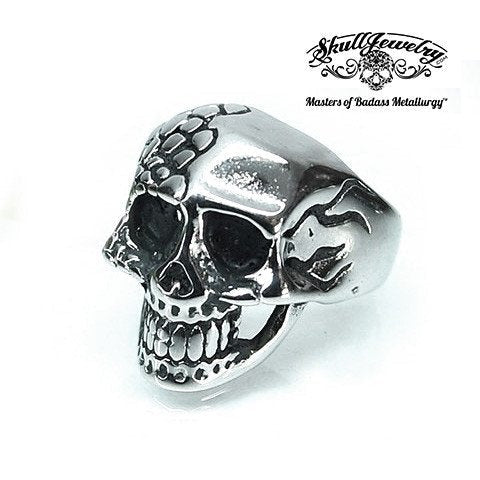 Fade Away Two-Face Skull Ring With Scales