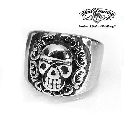 Smooth Tribal King Skull Ring