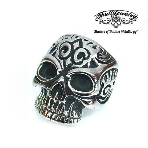 fleur di lis tribal skull ring