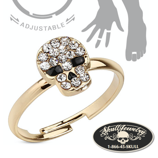 'Skull-errific' Adjustable Brass Mid-Ring/Toe Ring