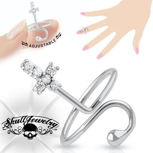 'Cross' Adjustable Mid/Tow or Finger Ring