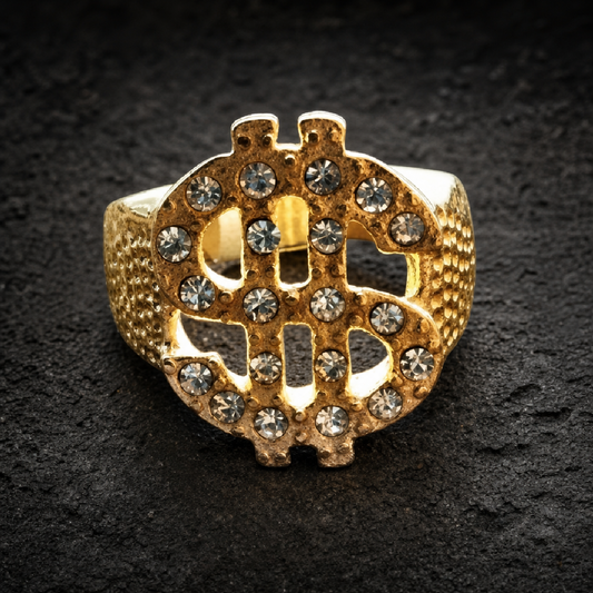 All About the Money - Gold Money Sign - ring 316L stainless steel unisex jewelry (R0539)