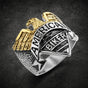 American Biker - Gold / Silver Tone Biker Ring With Gold Eagle (#R0302)