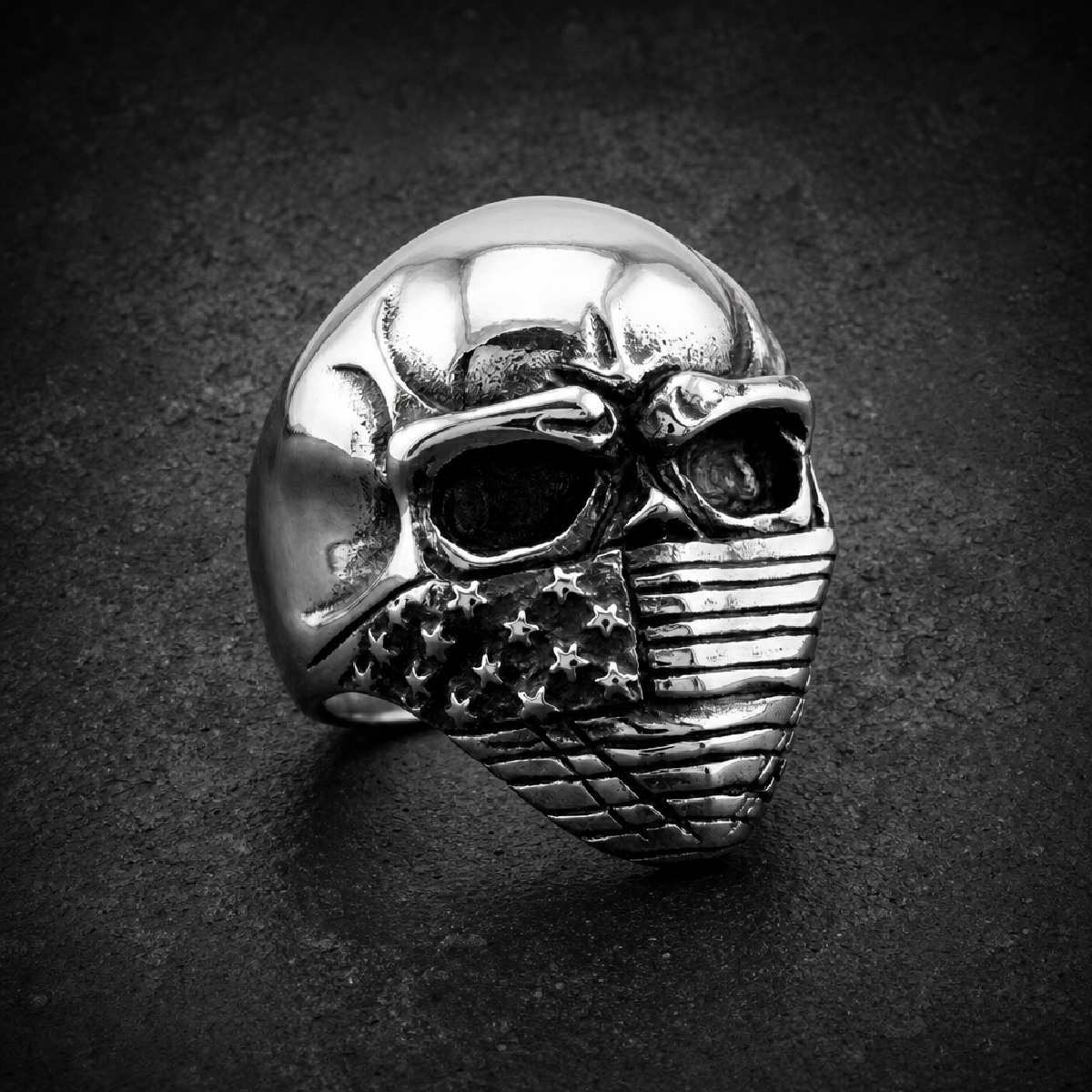 American Flag Skull Ring - 316L stainless steel unisex jewelry (R0600)