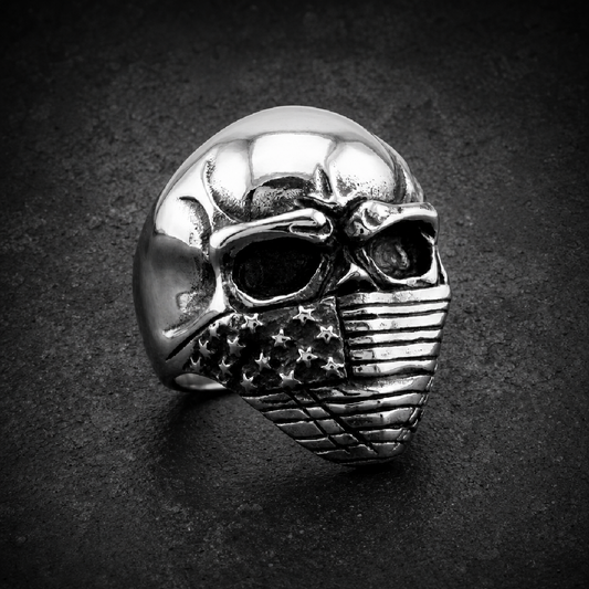 American Flag Skull Ring - 316L stainless steel unisex jewelry (R0600)