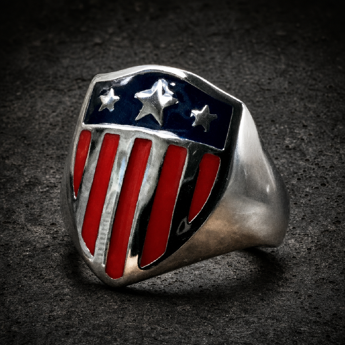 American Hero Shield Stainless Steel Ring - 316L stainless steel unisex jewelry (R0695)