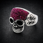 Amethyst Cráneo Luxe Purple Magenta Skull Ring w/ CZ Stones (#R0524)