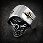 Angel of Death Skull Ring With Gold Cross on Side (#R0462)