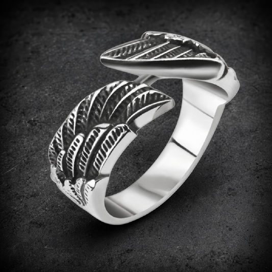 Angel Wing Ring - anillo de alas de ángel - 316L stainless steel unisex jewelry (R0778)