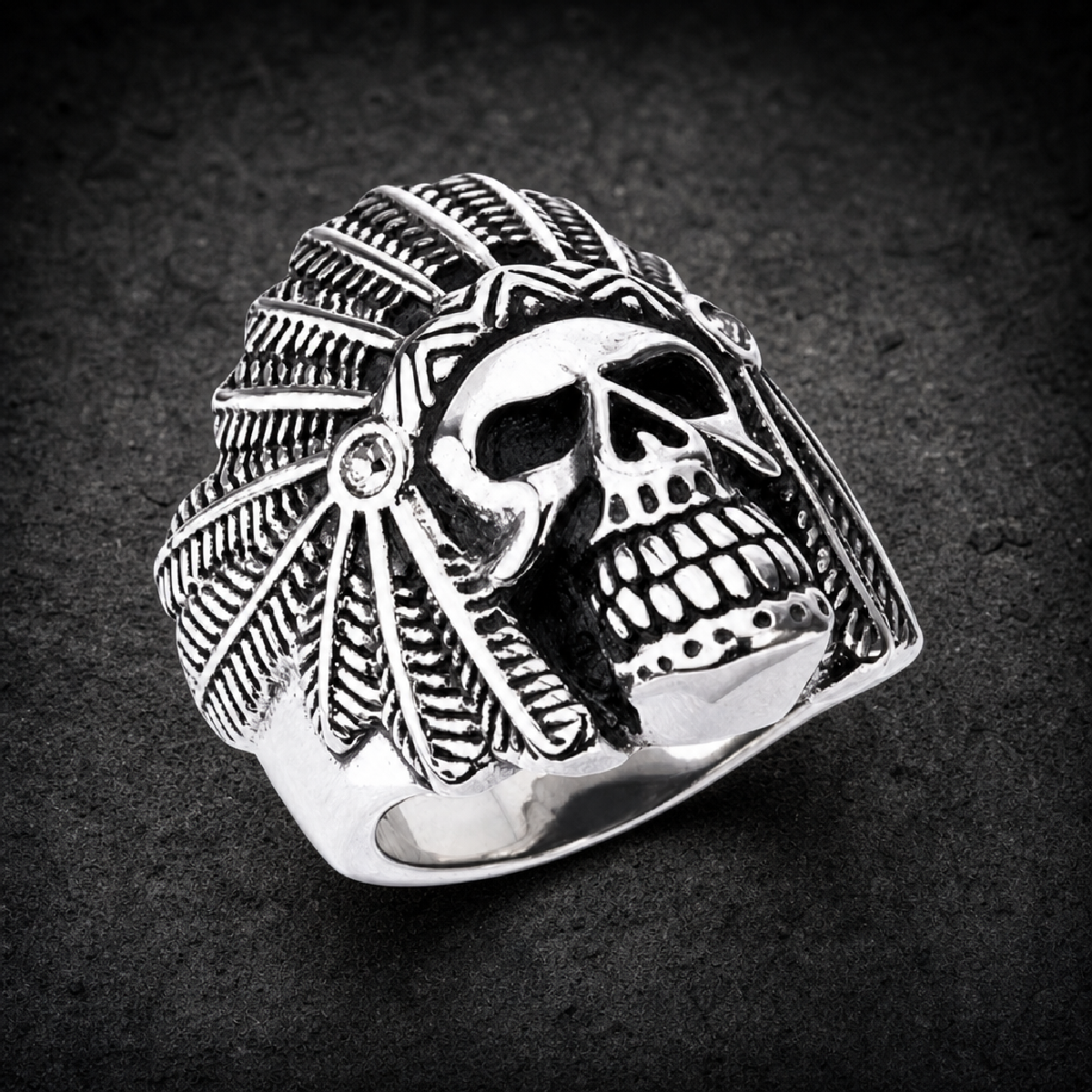 Apache Death Skull Ring - 316L stainless steel unisex jewelry (R0471)